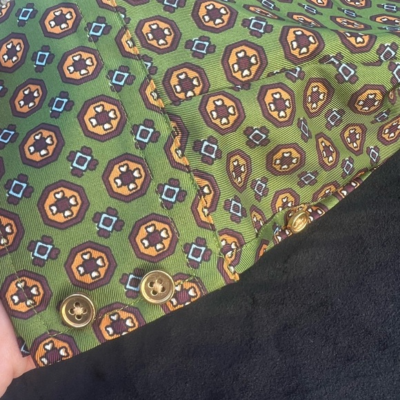Talbots Avocado Green Button Down with Retro Pattern Size 4 - Picture 5 of 5